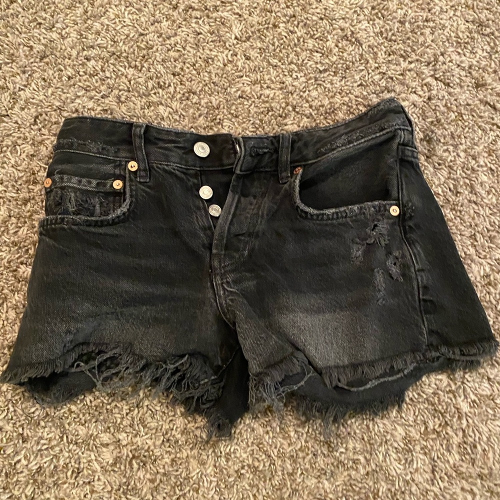 We The Free Black Distressed Jean Shorts